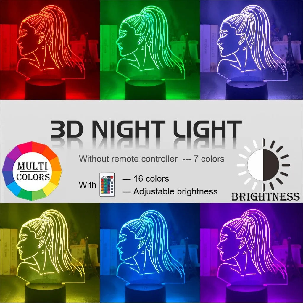 Acrylic 3D night light with LED base showing 200mm x 150mm dimensions and European style design