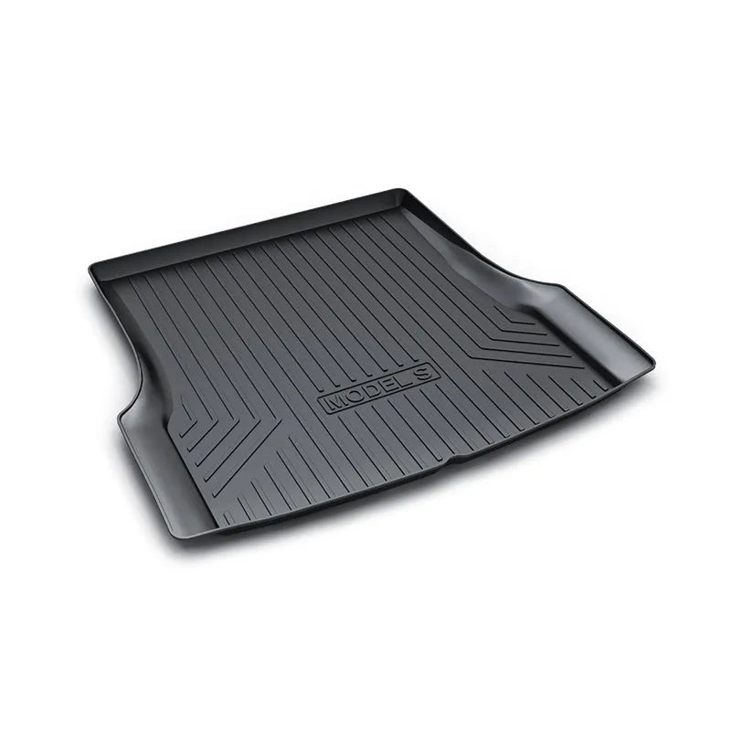 Rubber floor mat with TPE footrest for Tesla Model 3, Y, X, and S cars.