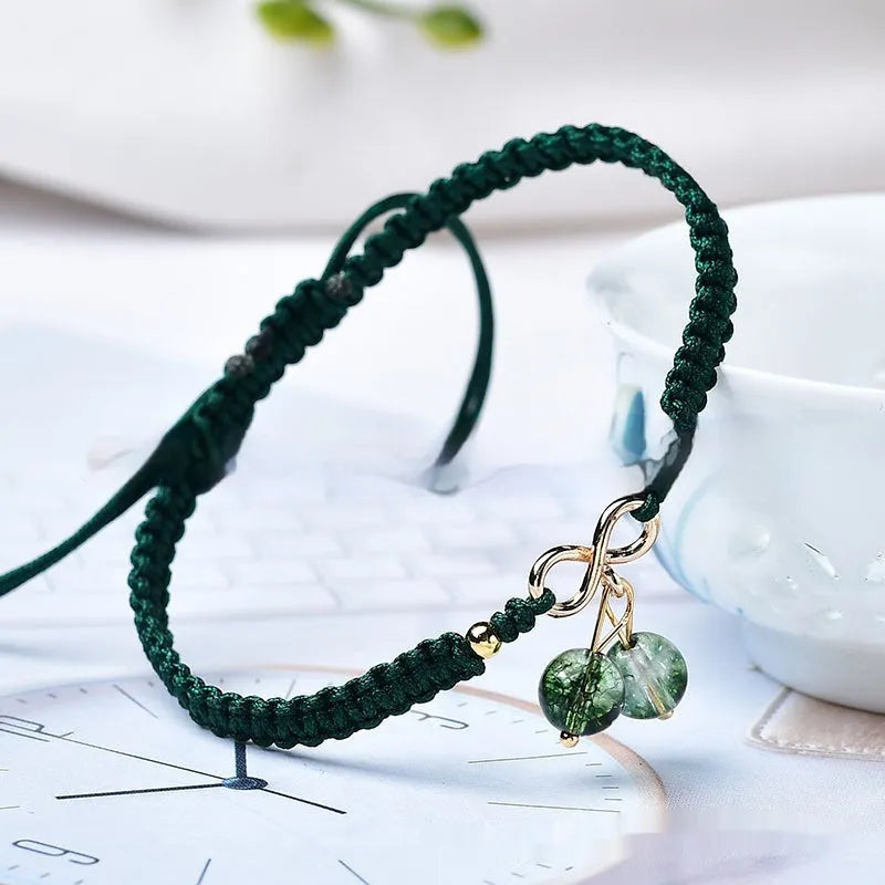 Natural Strawberry Quartz crystal bracelet with fruit-shaped design and adjustable length for women