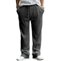 Men's loose fit high waist straight leg casual trousers in polyester with micro elasticity