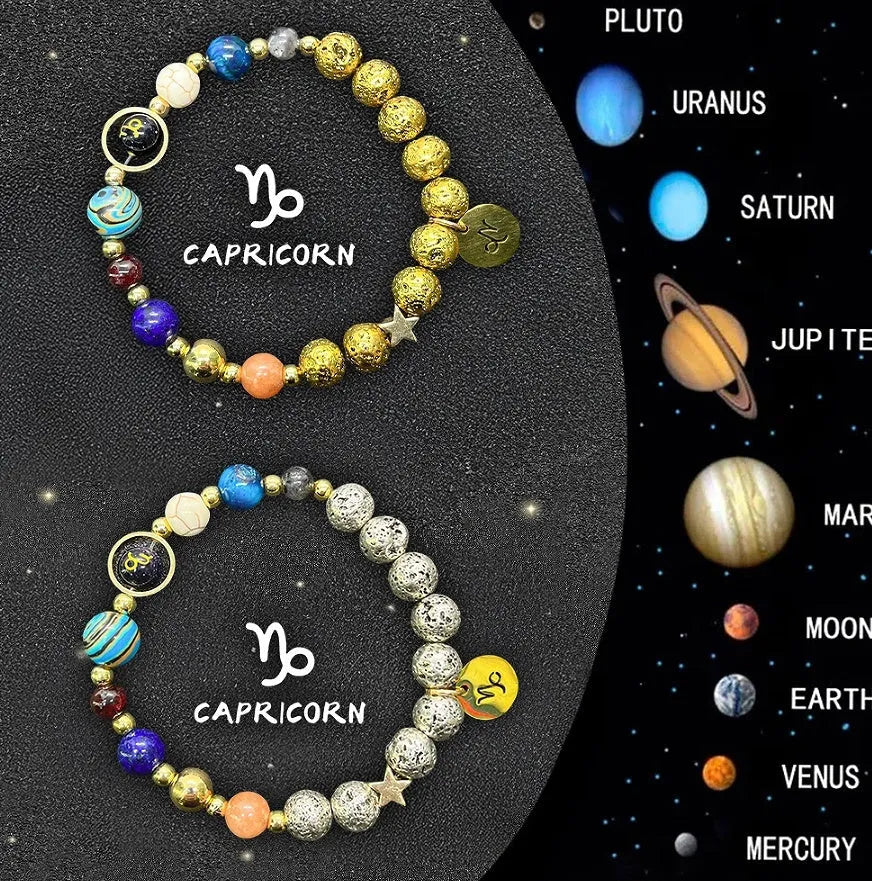 Natural stone beaded bracelets with Chinese zodiac animal designs on elastic cords