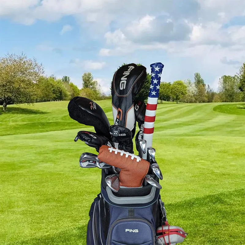 Black PU leather golf push rod sleeve cover for cart protection