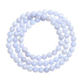 Natural blue agate bracelet with multi-circle patterns and striped crystal beads in original Ruyi design