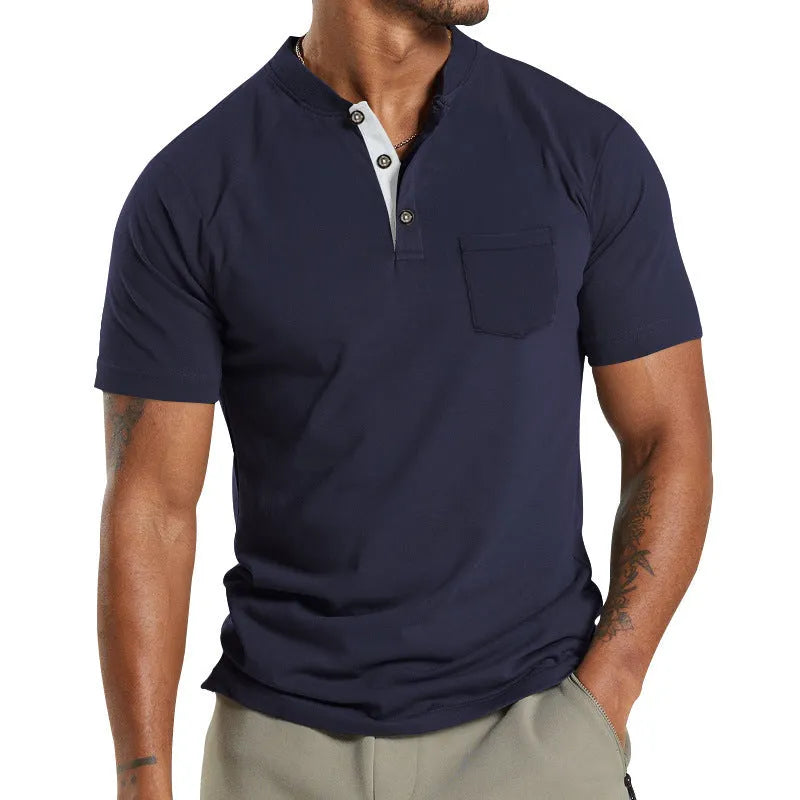 Plus size men's short sleeve button down shirt with chest pocket in multiple colour options