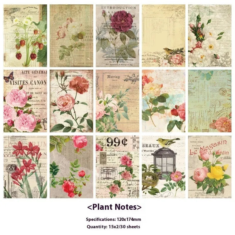 Retro style paper letter decoration set for notebooks in six vintage colour options