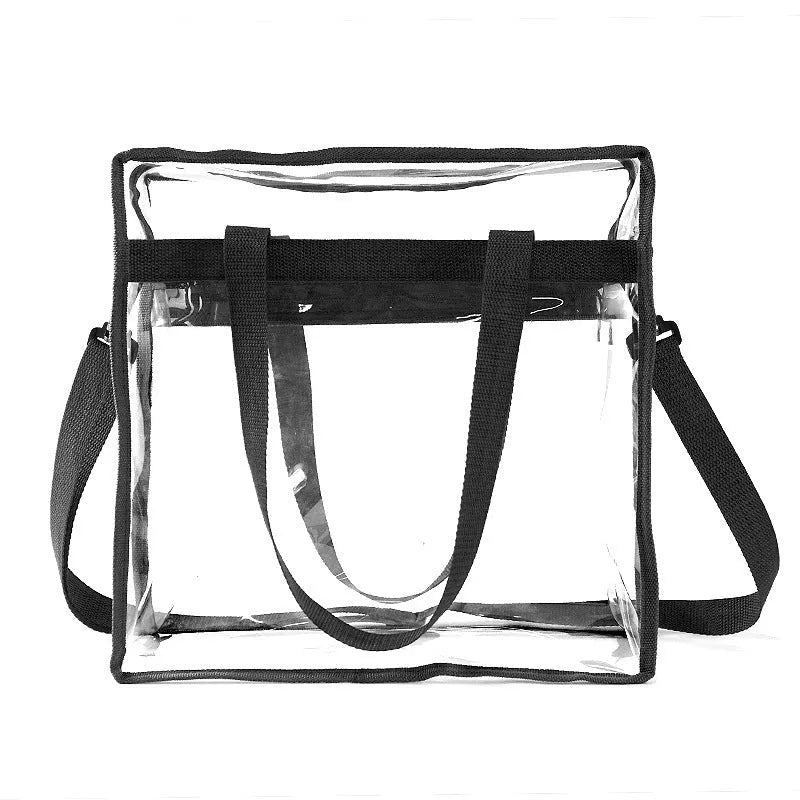 Transparent PVC women's shoulder messenger bag with front compartment and crossbody straps