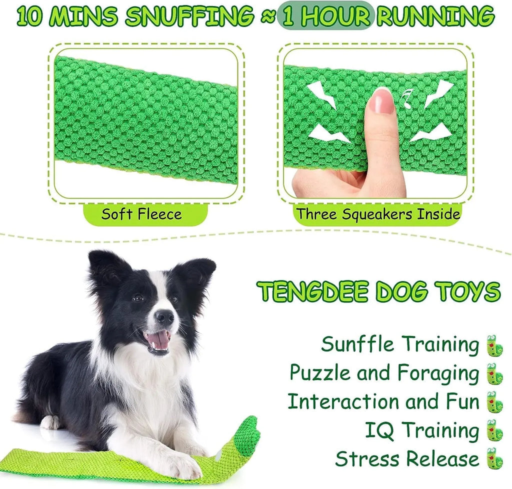 Transformable dog puzzle toy in snail shape with thick velvet material and hidden food holes