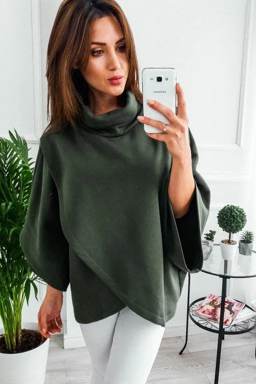 Long grey batwing sleeve cardigan with button front and stitching detail