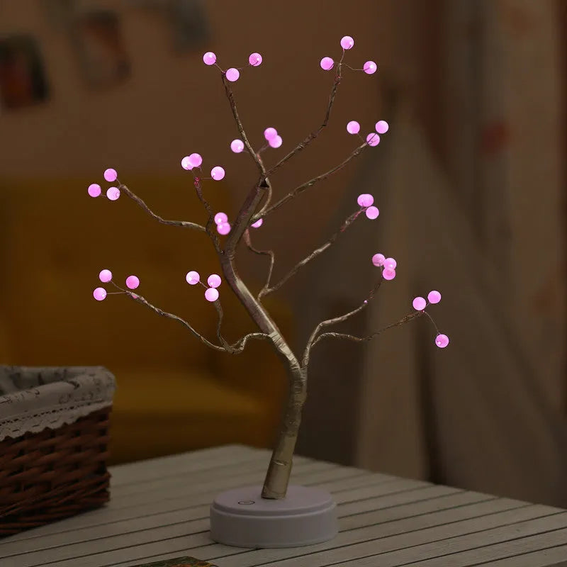 USB-powered Christmas tree light with touch control and 108 LED lights in festive decoration setting
