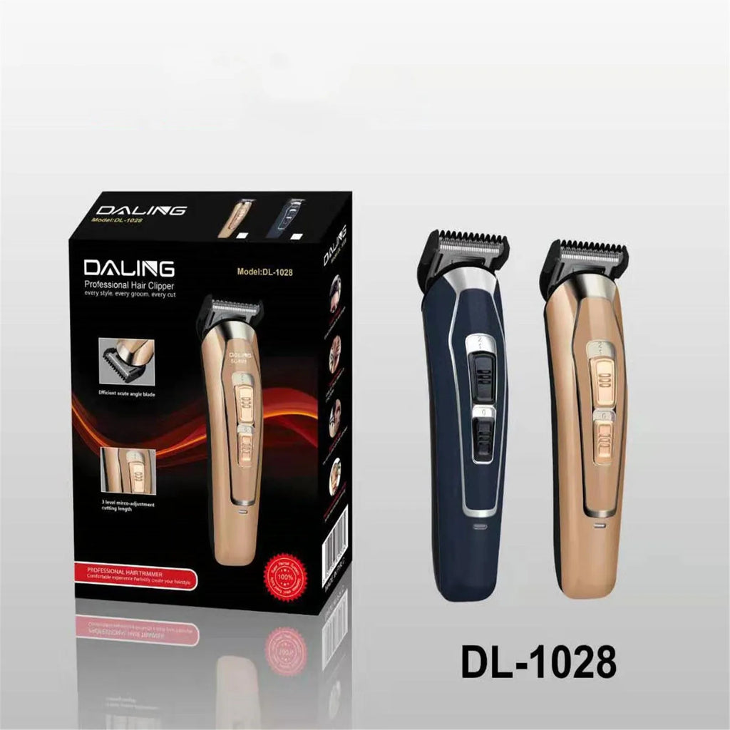 Rechargeable electric hair clipper with stainless steel blade in dark blue or coffee colour with European plug