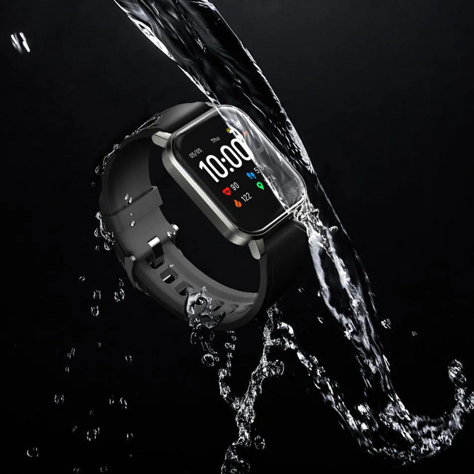 Black waterproof smart bracelet with 1.4-inch screen on a silicone wrist strap.