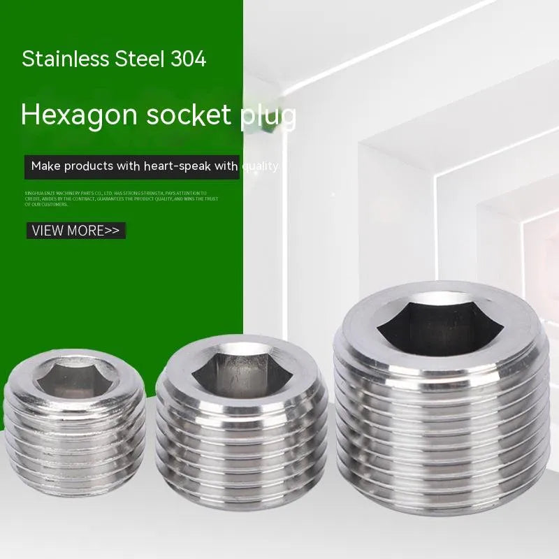 Stainless steel hexagonal pipe plug bulkhead fitting for 3/8 inch threads
