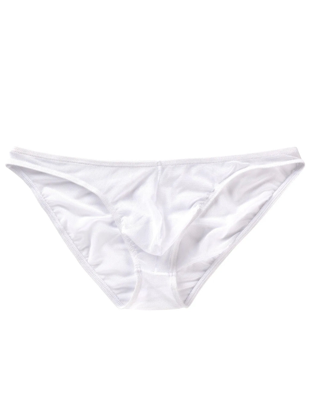 Men's black ice silk triangle briefs with mid waist design showing quick-drying nylon fabric texture