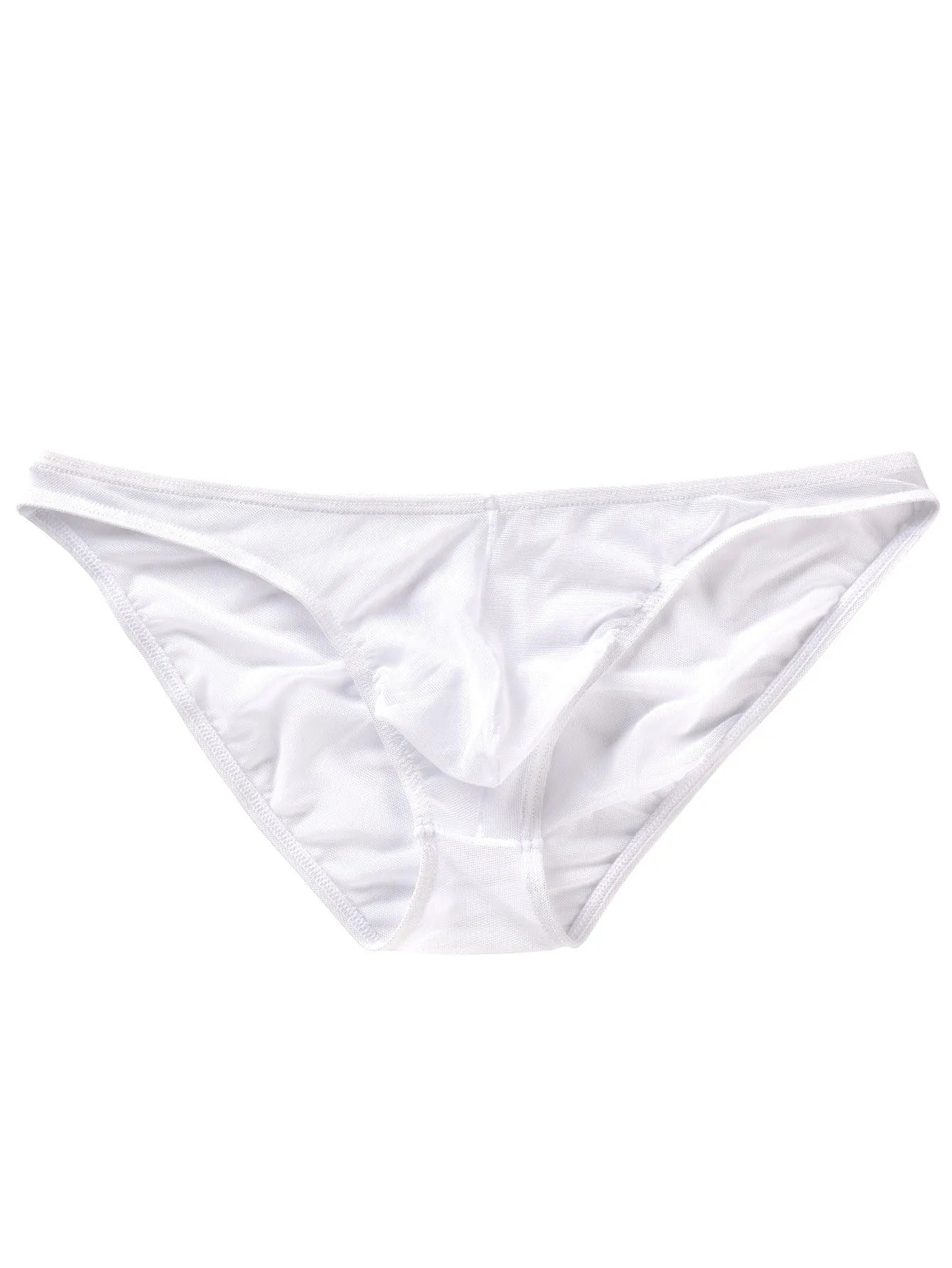 Men's black ice silk triangle briefs with mid waist design showing quick-drying nylon fabric texture