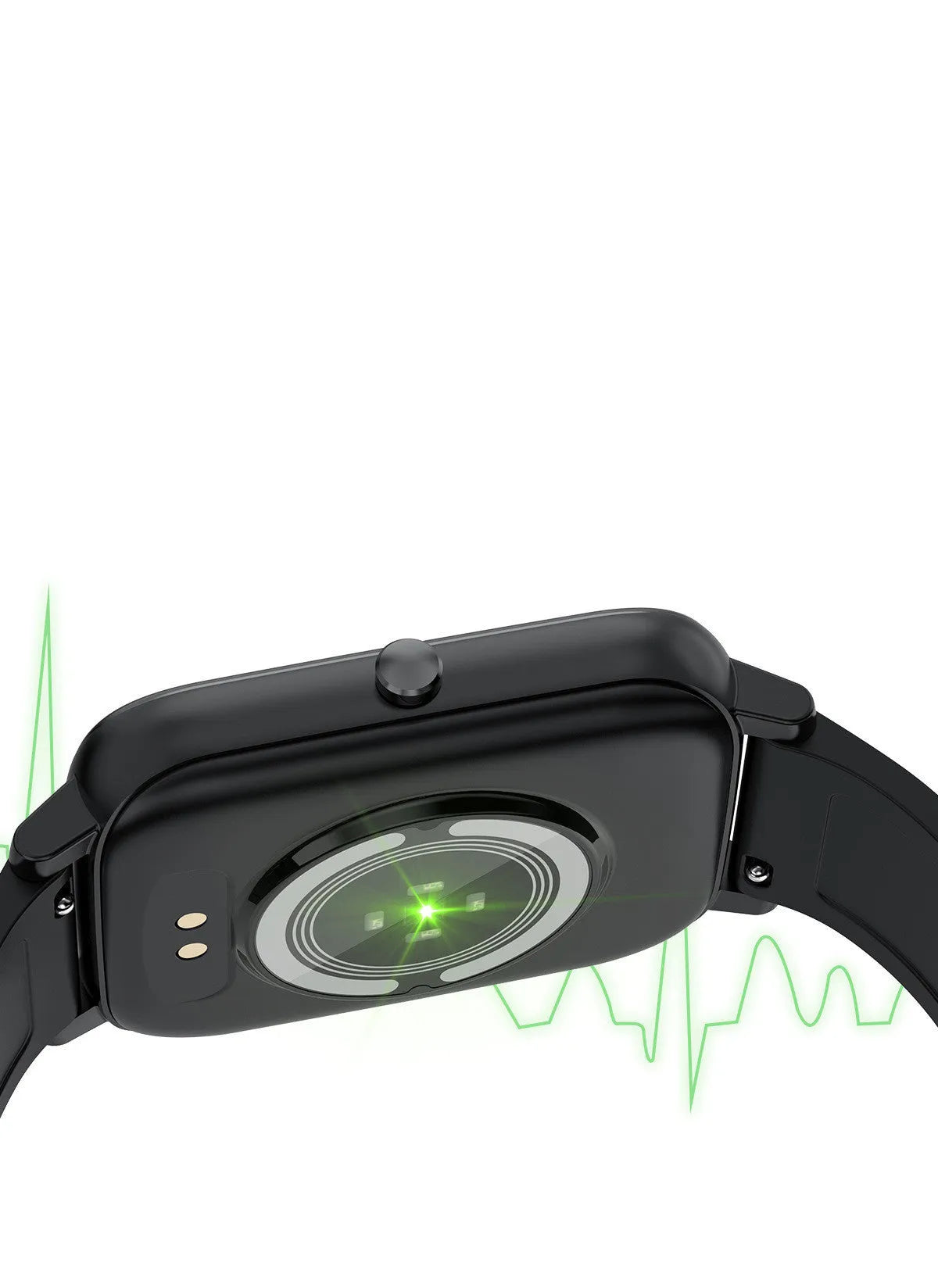 H80 sports smart watch with silicone strap on a wrist, showing a watch face displaying heart rate and blood oxygen data.