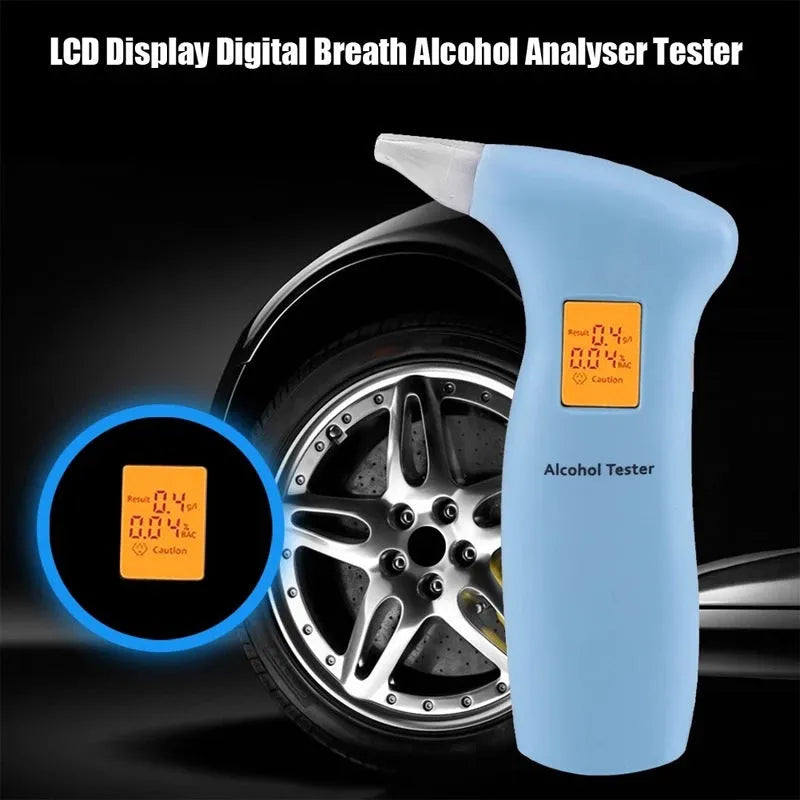 Portable orange light breath alcohol tester with four ports and replaceable mouthpieces