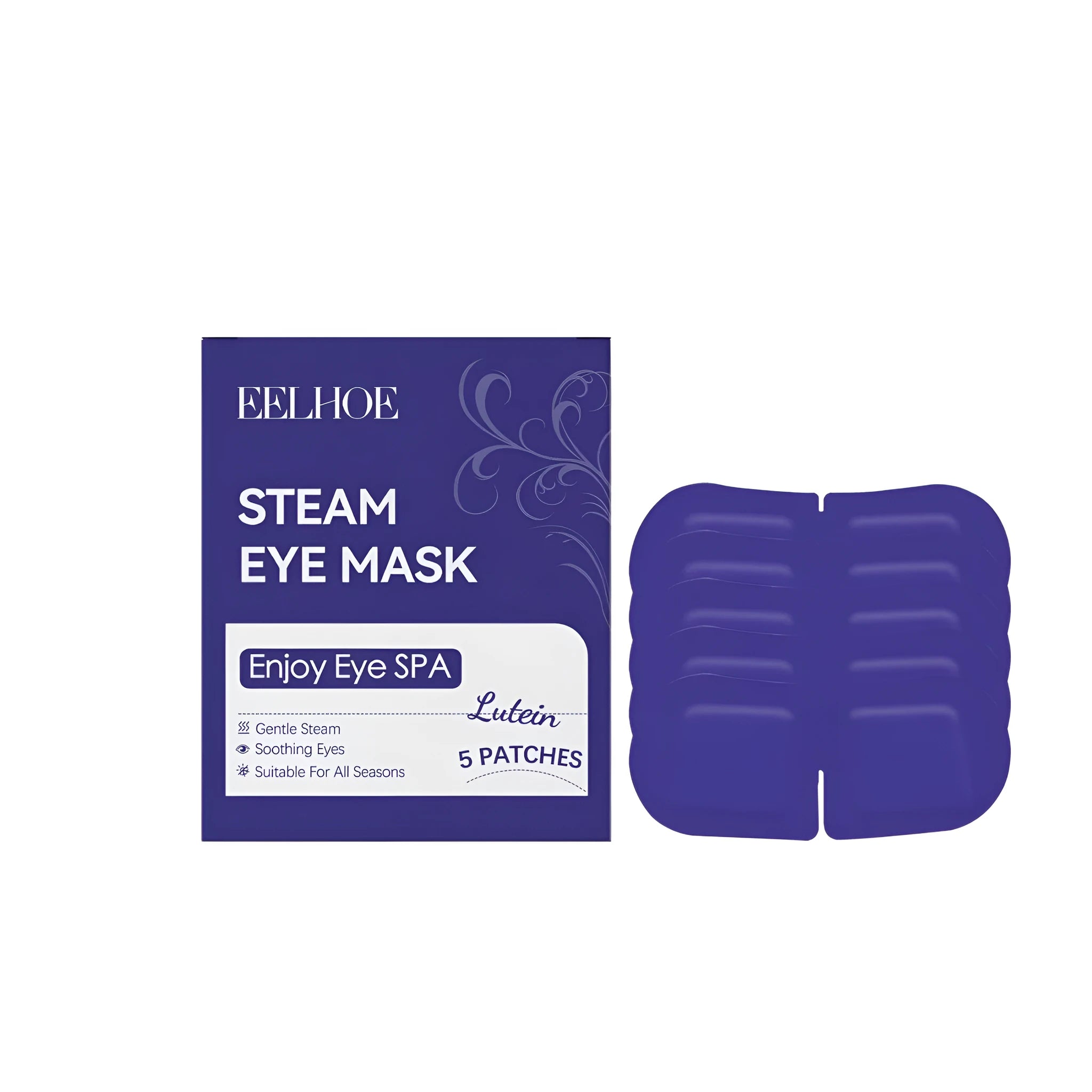Pack of five lutein steam eye masks with cranberry extract and carbon powder