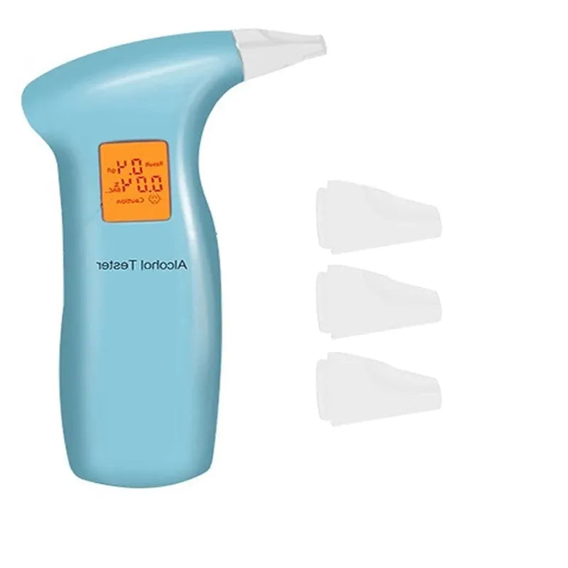Portable orange light breath alcohol tester with four ports and replaceable mouthpieces