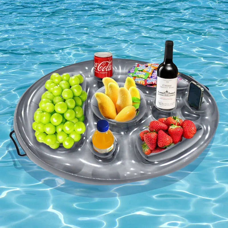 Inflatable ice bar set with cup holders and yellow ice bucket for party beverage cooling