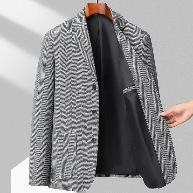 Men's loose fit wool coat in solid colours for spring and autumn casual wear