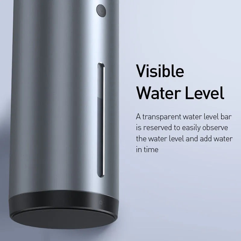 Black aluminium alloy car diffuser humidifier with USB cable for air purification and humidification.
