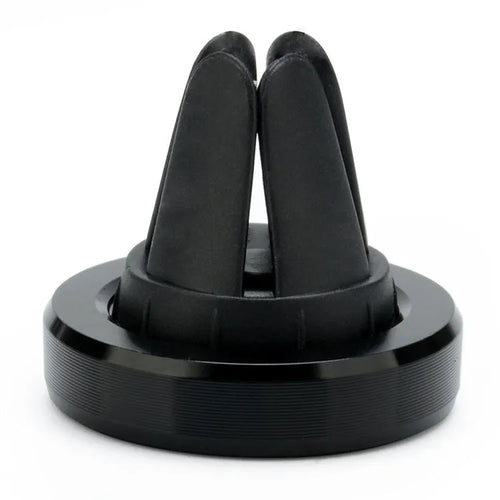 Magnetic car air vent mobile phone holder in rose gold, gold, black, red, or silver.