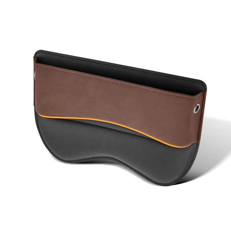 Leather car seat storage box in choice of black, brown, beige, green or red suede colour