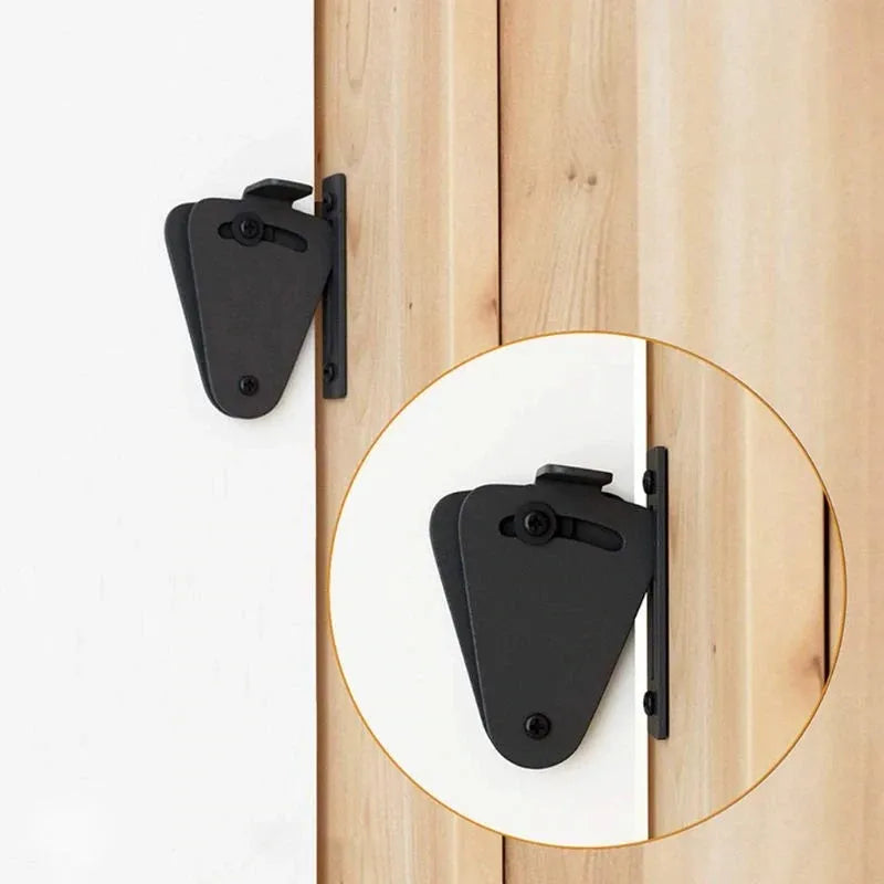Black stainless steel sliding barn door lock with mounting bracket