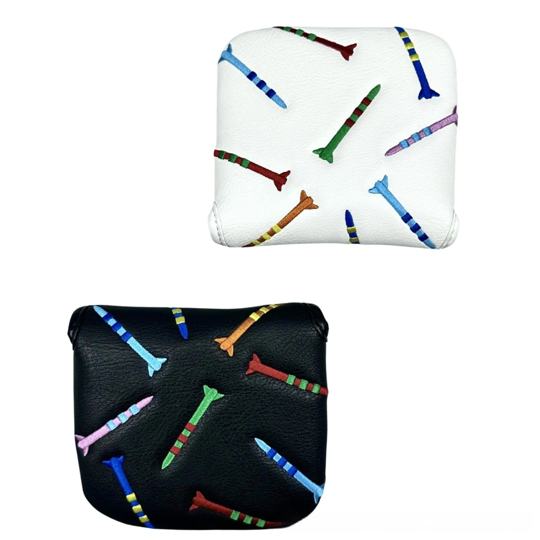 Black and white golf putter protective sleeve made from PU leather