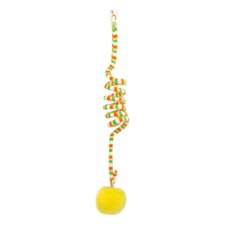 Hanging cat toy with suction cup, inflatable ball, and bell stick in multiple colour options