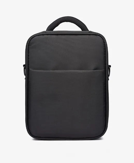 Black Oxford fabric men's messenger shoulder bag showing its size and style.