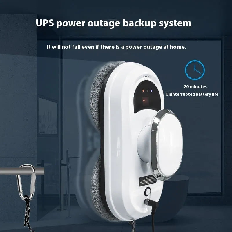 White full-automatic high altitude cleaning machine with remote control and safety rope adapter for window washing