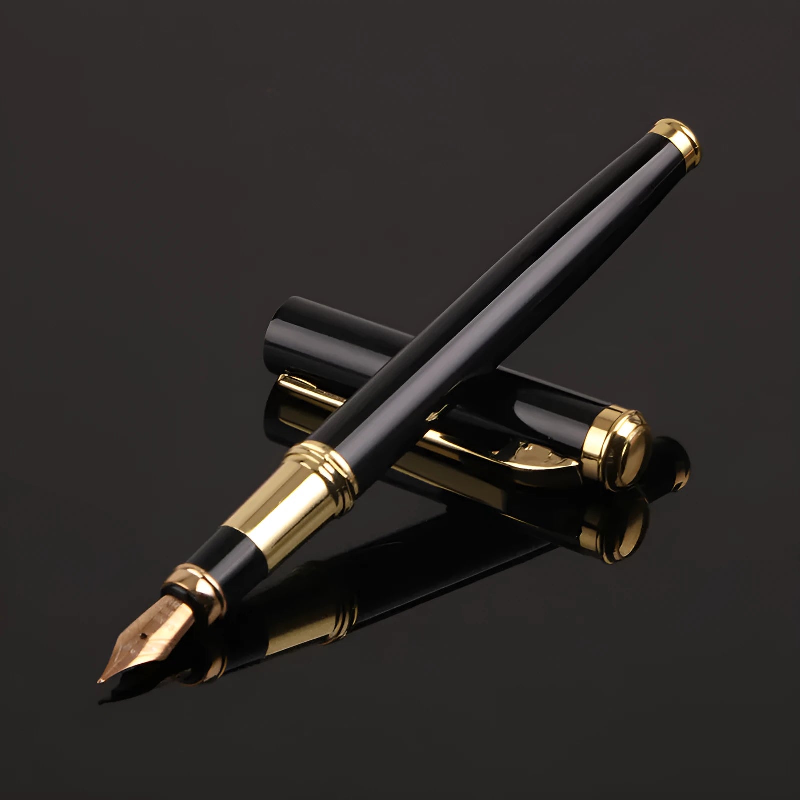 Red and black metal fountain pens with 0.5mm nibs for office and gift use.