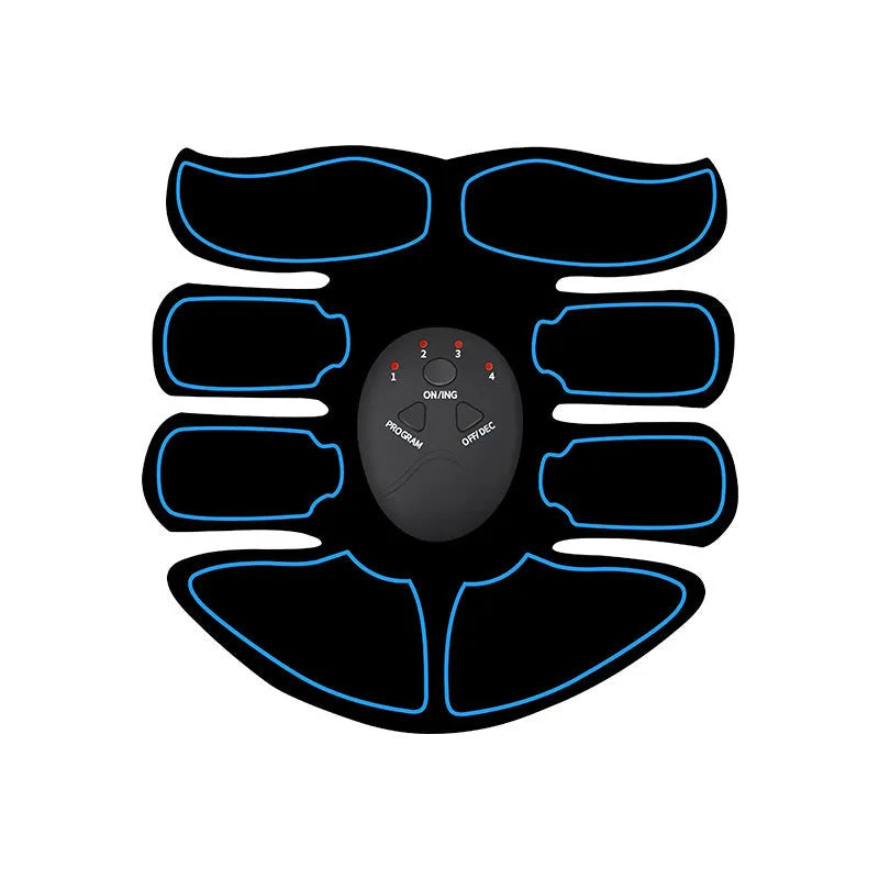 Abdominal muscle patch set with digital display charging in red, blue or yellow edge trim