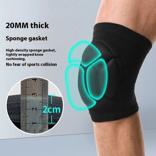 Pair of black thick sponge kneepads for dance and sports knee protection