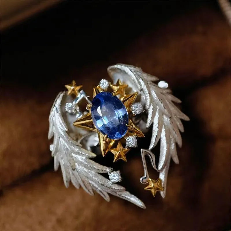 Geometric adjustable alloy ring with open mouth design and oil-treated finish