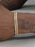 Gold-plated tennis bracelet with stone inlay on a titanium steel base for men and women