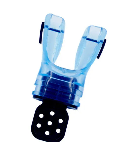 Edible silicone diving mouthpiece in multiple colour options showing 110mm length