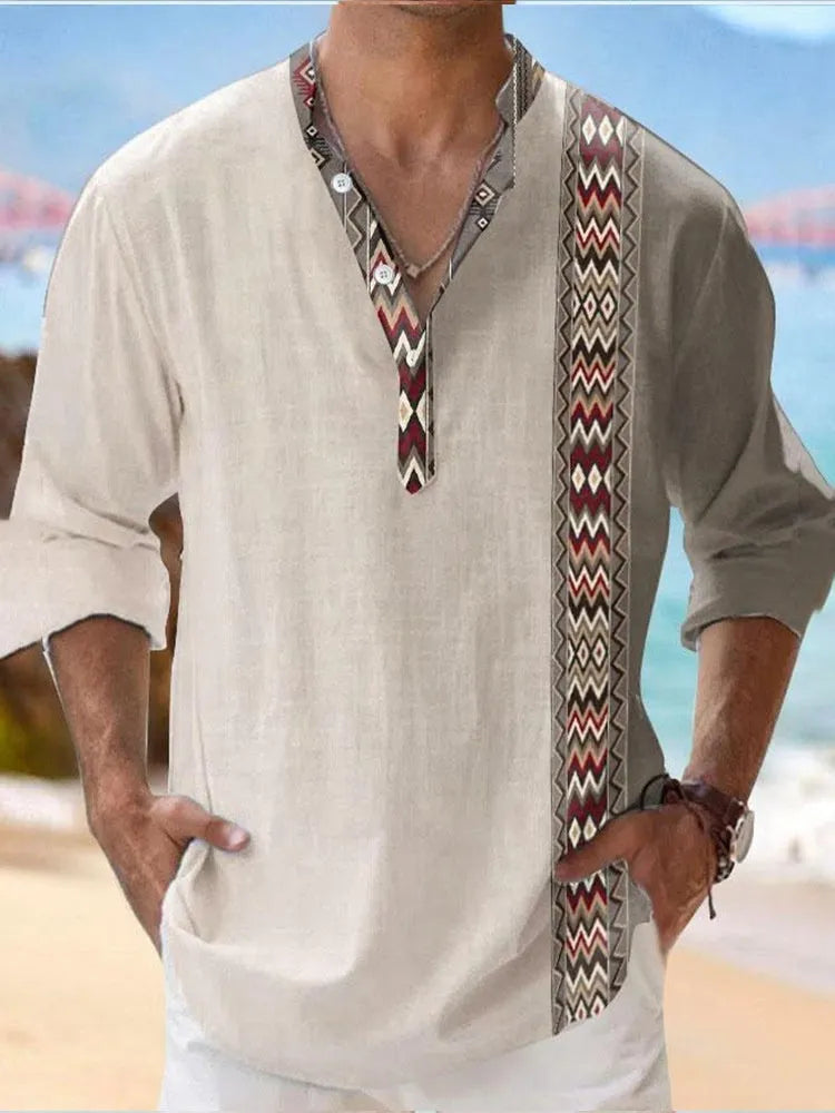 Thin striped Hawaiian long sleeve shirt in multiple colour options sizes S to 6XL
