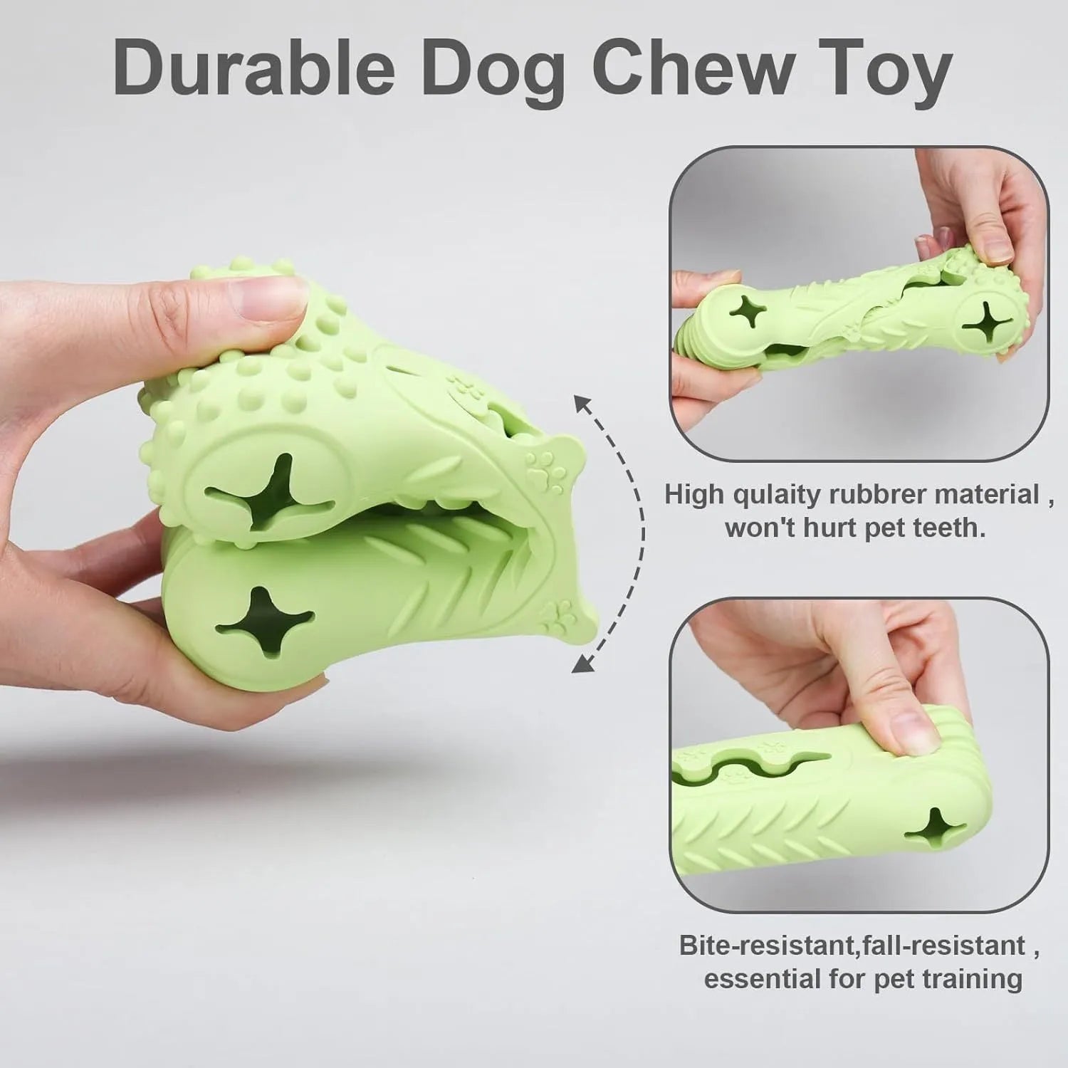 Blue bone-shaped natural rubber dog chew toy for aggressive chewers and teeth cleaning