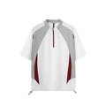 Men's solid colour polyester top showing stitching details and available in long or short sleeve black and beige options