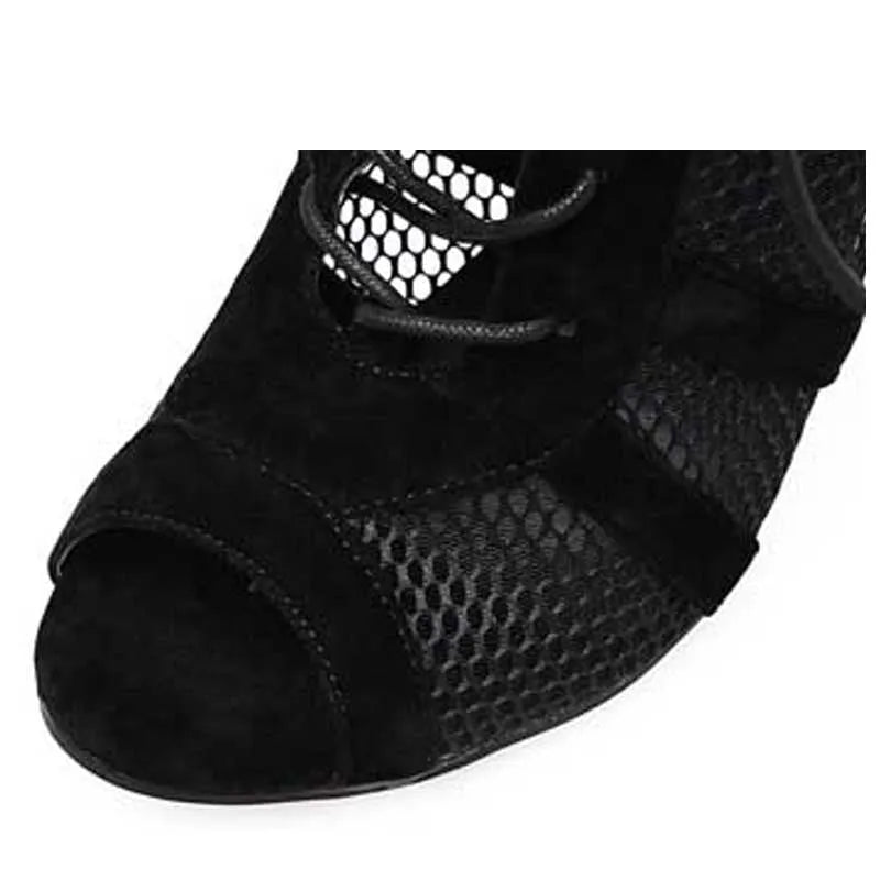 Black suede women's lace-up high heel shoes with 11.5cm heel and 1cm platform