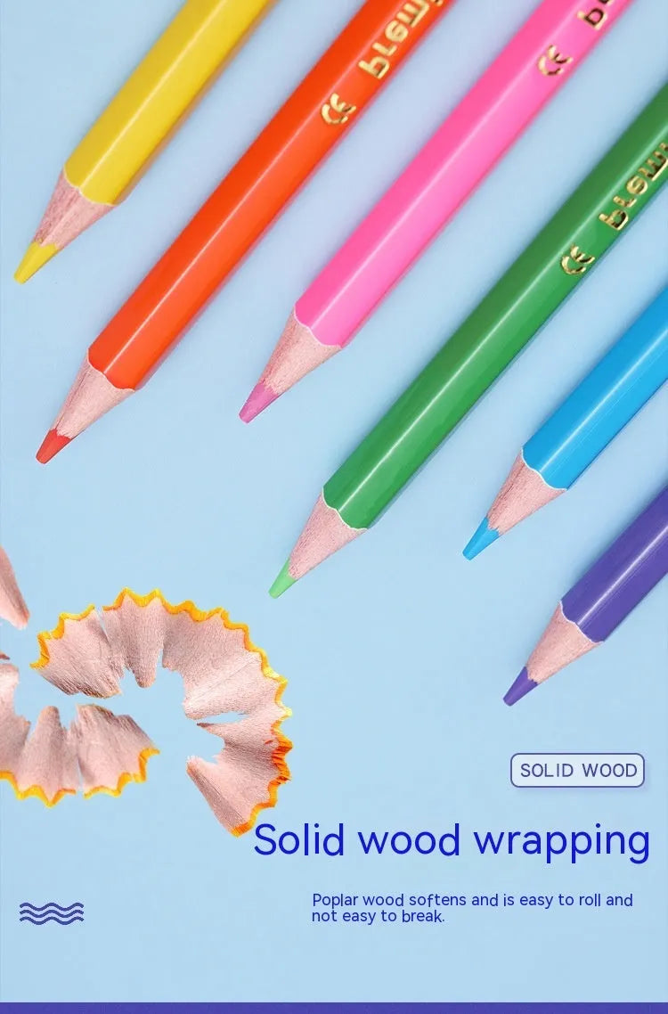Set of wooden double-tipped colour pencils with pencil and brush ends in 12 or 24 colour options.