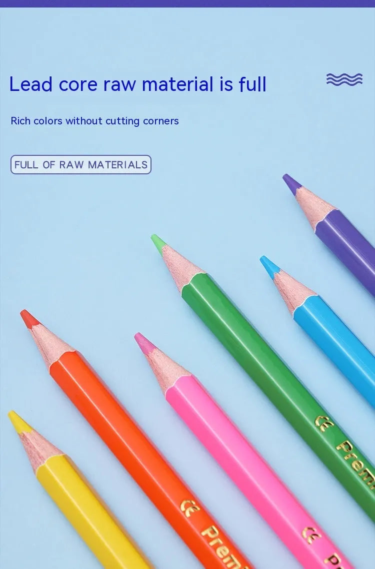 Set of wooden double-tipped colour pencils with pencil and brush ends in 12 or 24 colour options.