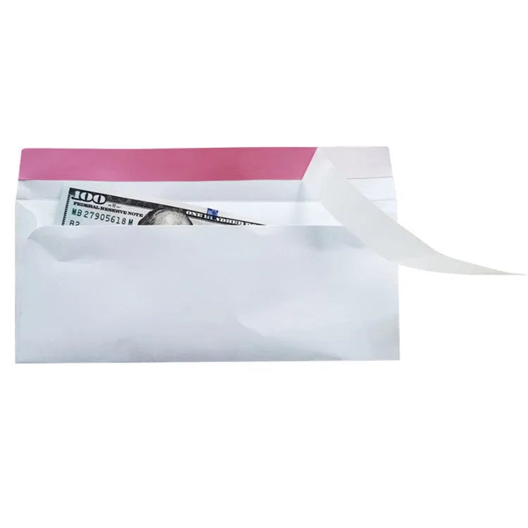 Blue anti-opening confidential envelope showing self-adhesive flap and 105mm by 240mm dimensions
