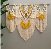 Hand-woven creamy-white cotton tapestry with Nordic style design, rectangular 120x95cm wall hanging