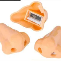 Flesh colour plastic manual pencil sharpener with geometry shape and big nostril hole
