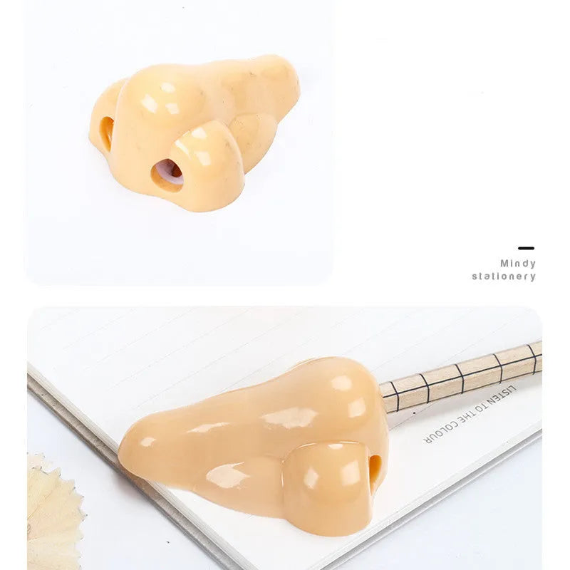 Flesh colour plastic manual pencil sharpener with geometry shape and big nostril hole