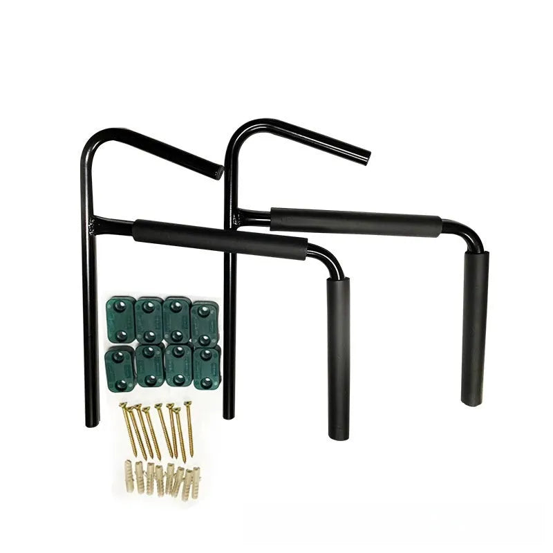 Carbon steel kayak wall hanger for vertical storage measuring 43cm wide by 38cm high