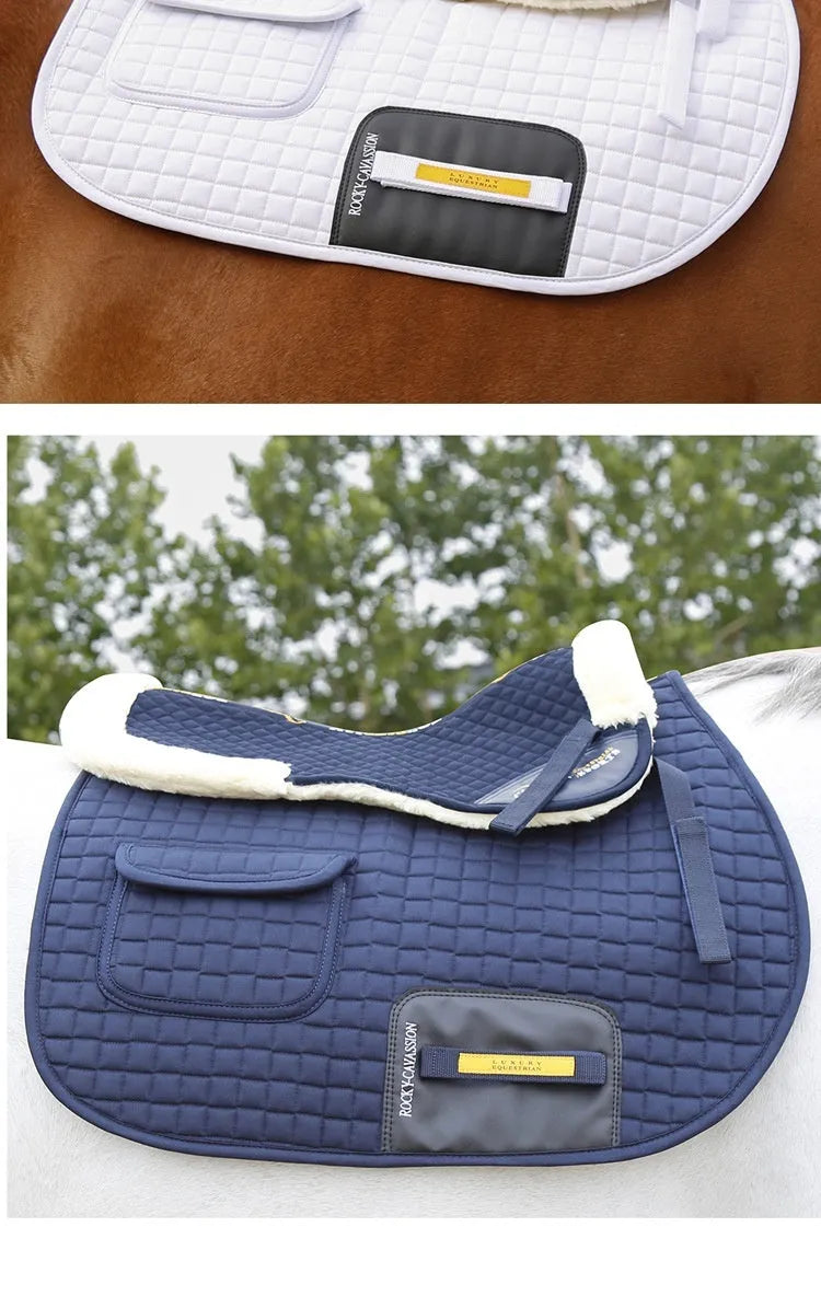 Wool riding saddle pad for equestrian and cycling with waist protection in multiple colours